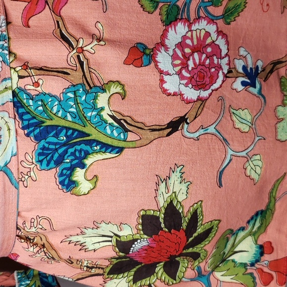 Coral pink & floral light beach wrap kimono style robe with belt - Picture 7 of 12